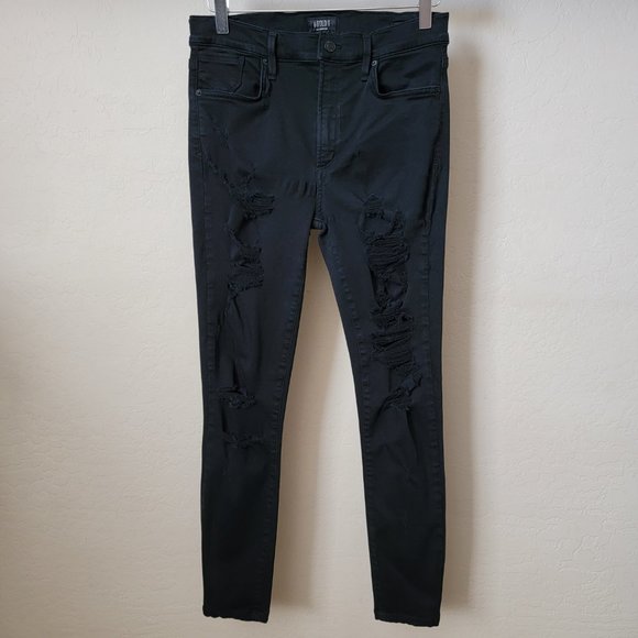 Agolde Sophie High Rise Distressed Skinny Black Denim Jeans - Picture 3 of 16